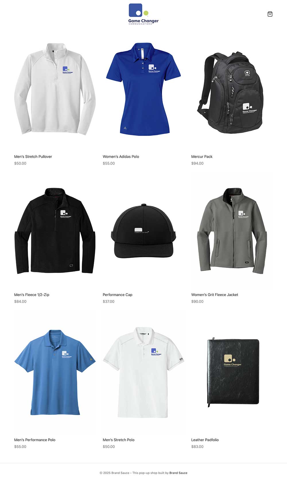 Brand Sauce merchandise and company-store imagery