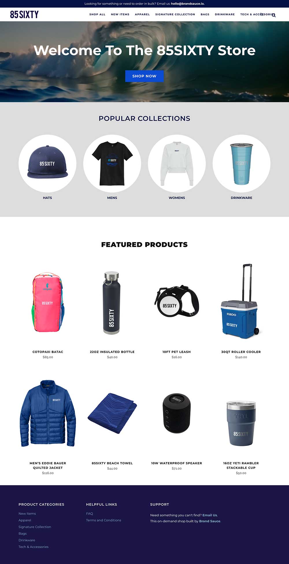 Brand Sauce merchandise and company-store imagery