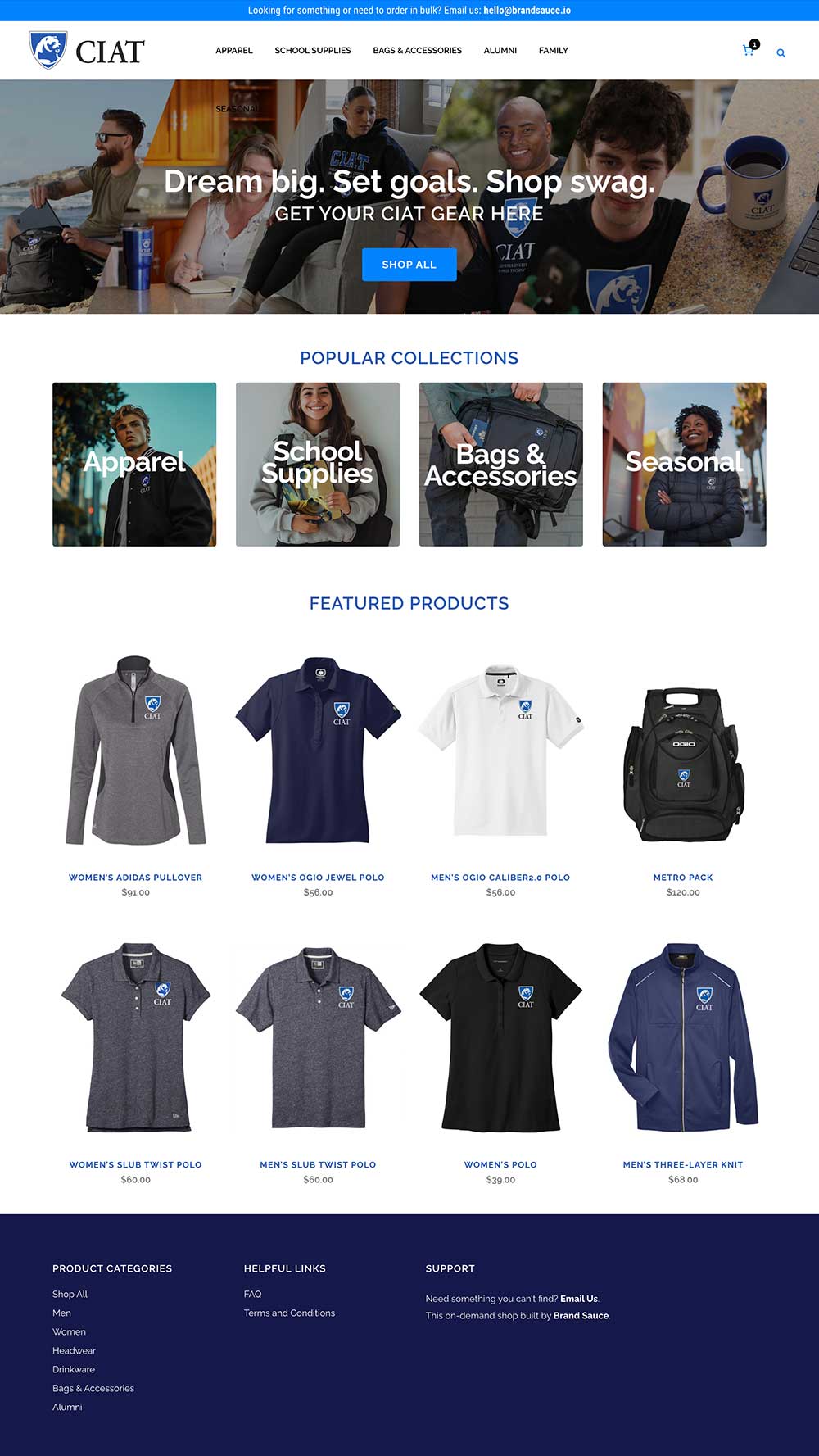 Brand Sauce merchandise and company-store imagery