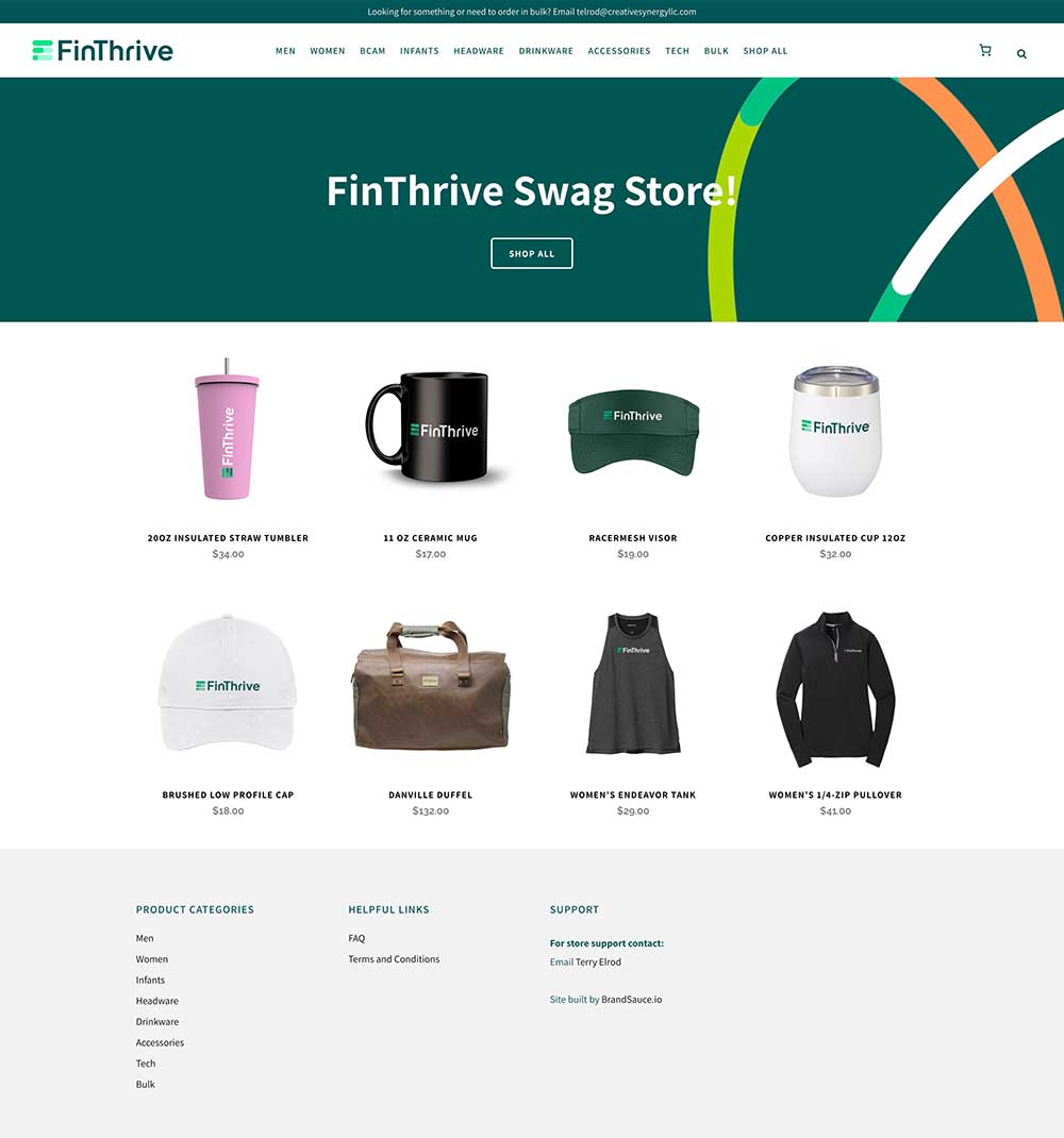 Brand Sauce merchandise and company-store imagery