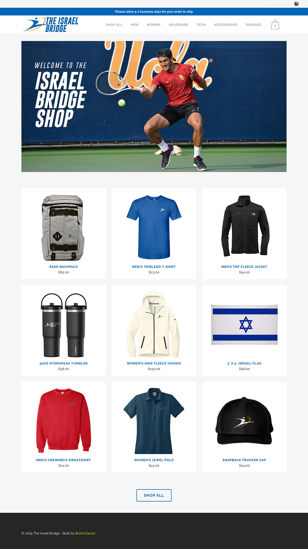 Brand Sauce merchandise and company-store imagery