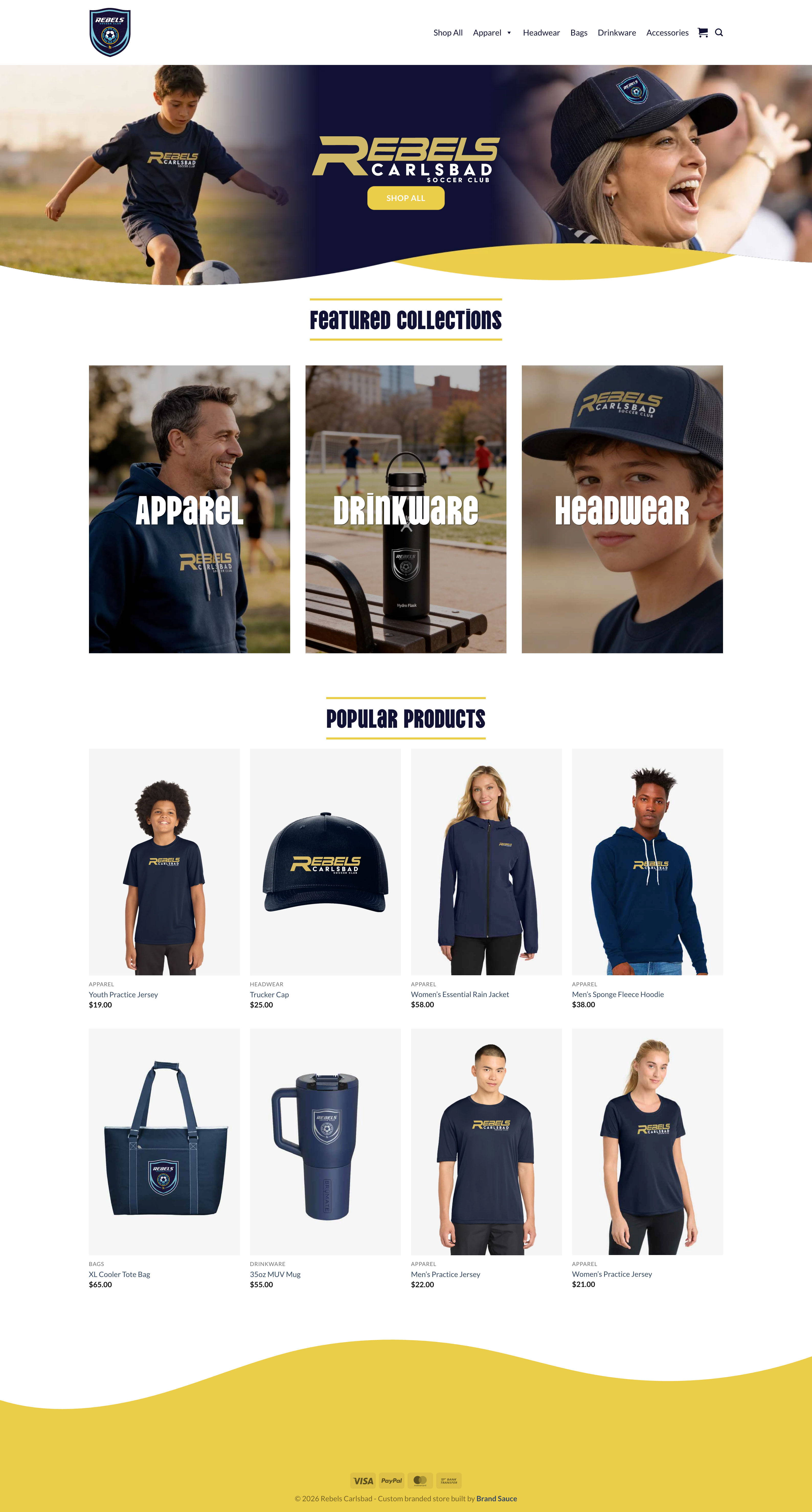 Brand Sauce merchandise and company-store imagery