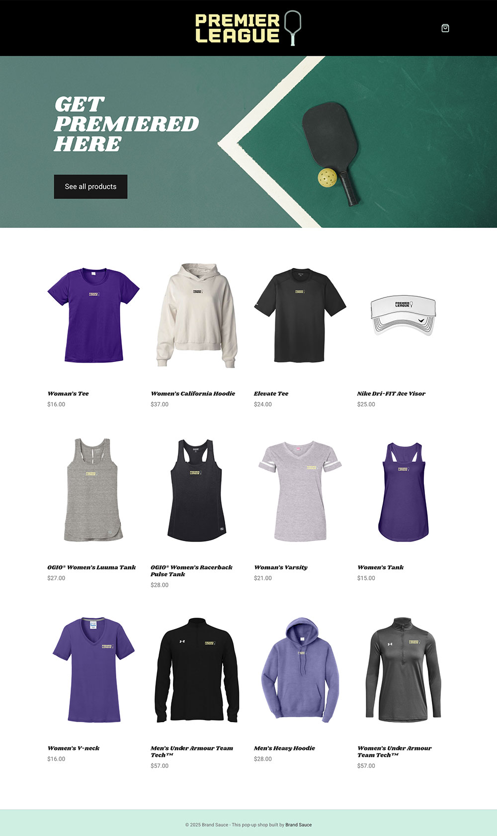 Brand Sauce merchandise and company-store imagery