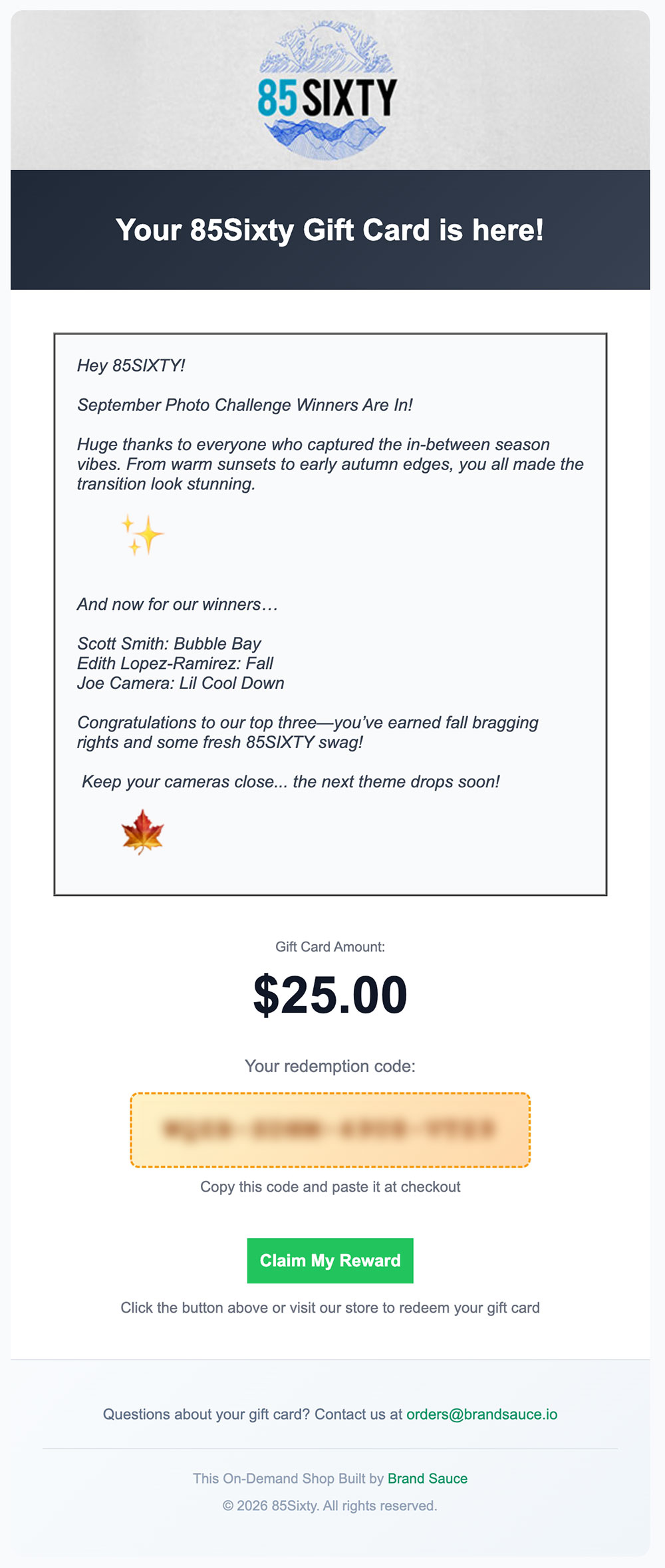 85SIXTY Gift Card