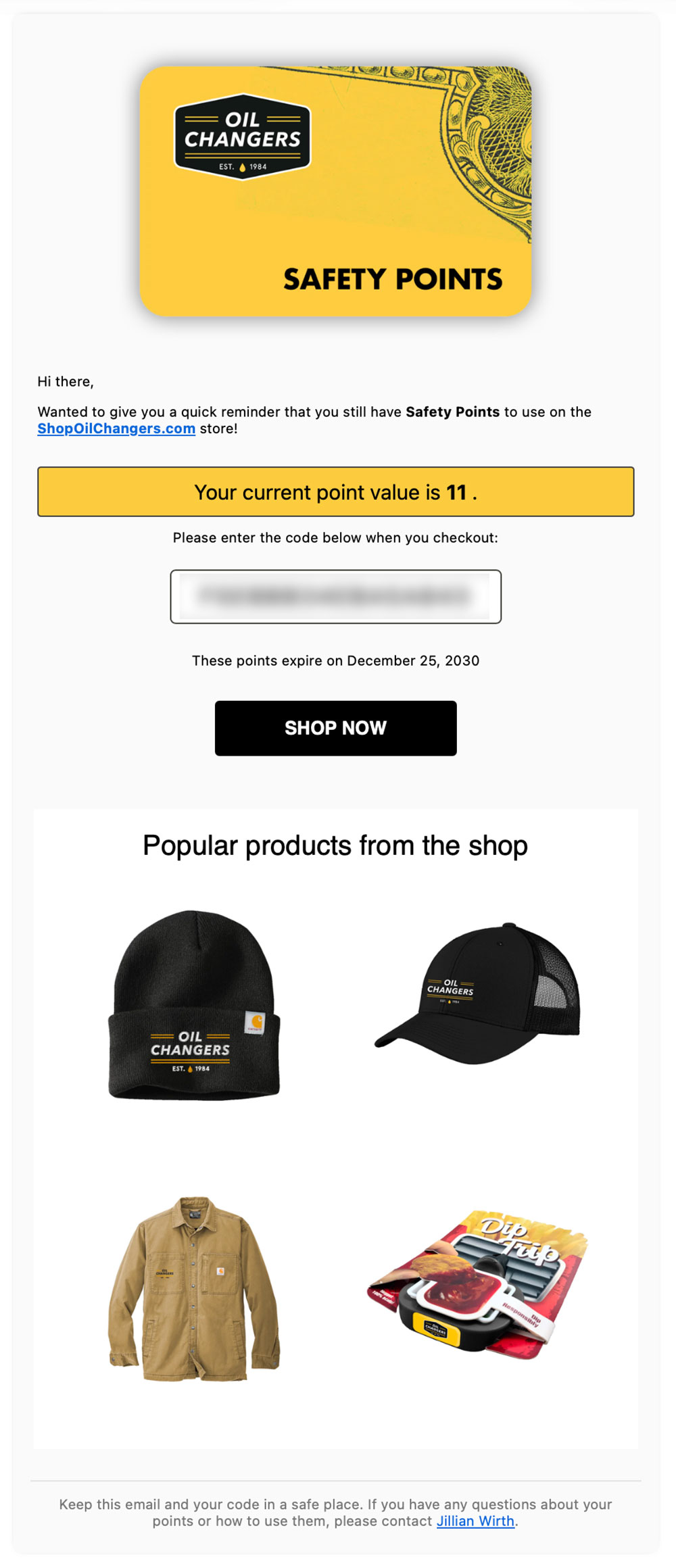 Oil Changers Gift Card