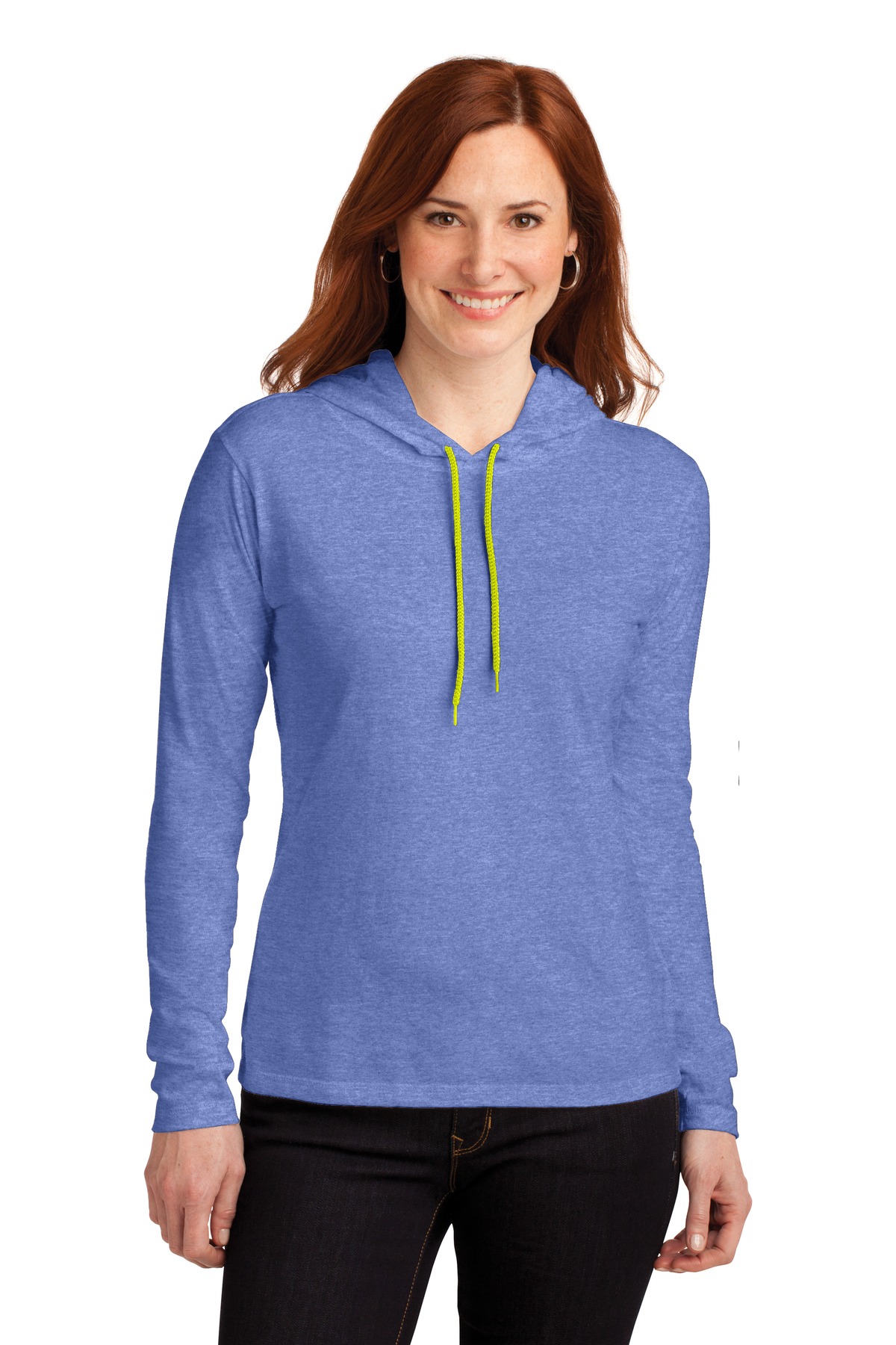Gildan Ladies 100% Combed Ring Spun Cotton Long Sleeve Hooded T-Shirt