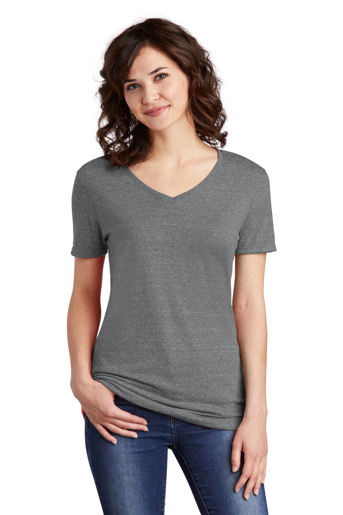 Jerzees Women's Snow Heather Jersey V-Neck T-Shirt