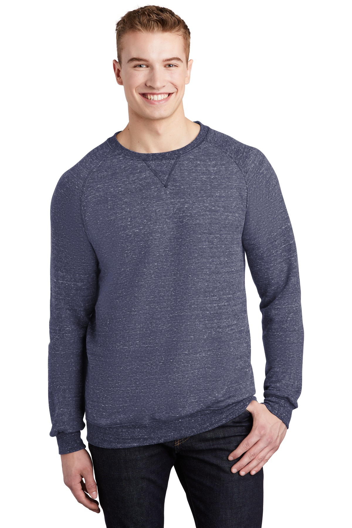 Jerzees Snow Heather French Terry Raglan Crew