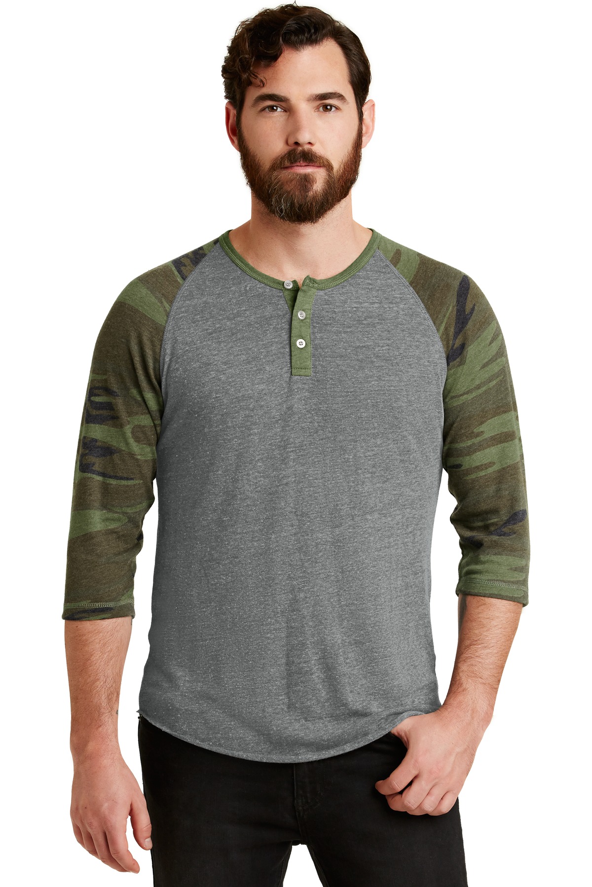 Alternative Eco-Jersey 3/4-Sleeve Raglan Henley