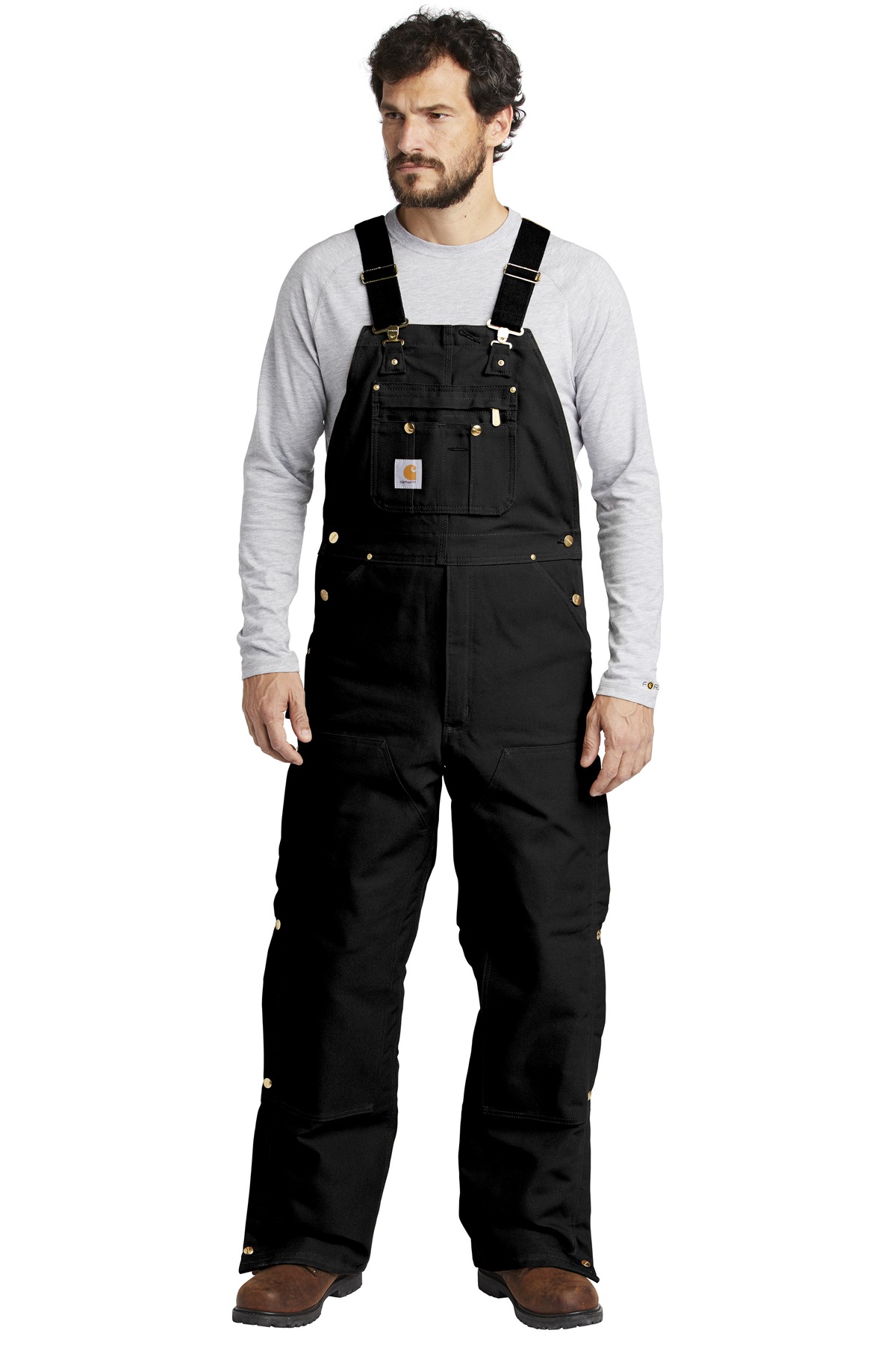 Carhartt Duck Quilt-Lined Zip-To-Thigh Bib Overalls