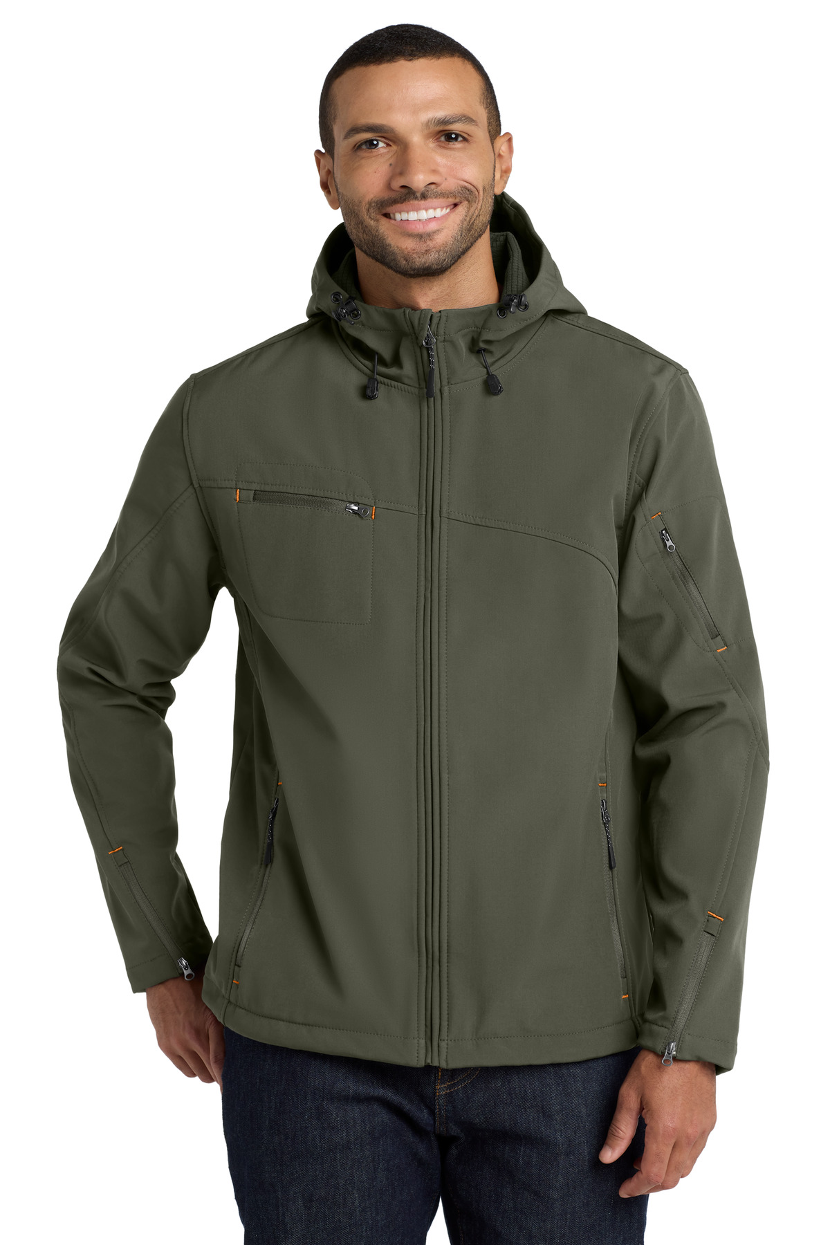 Port Authority Textured Hooded Soft Shell Jacket