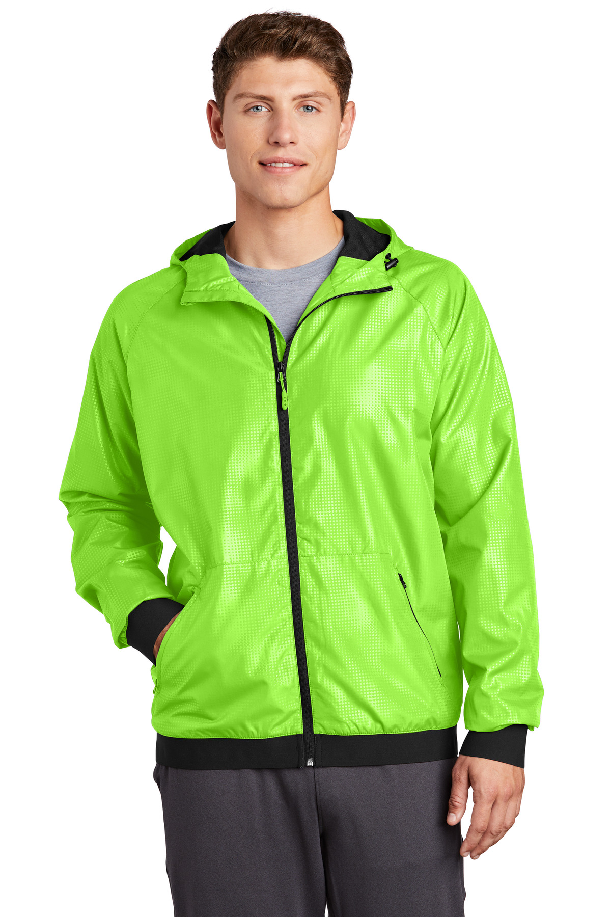 Sport-Tek Embossed Hooded Wind Jacket