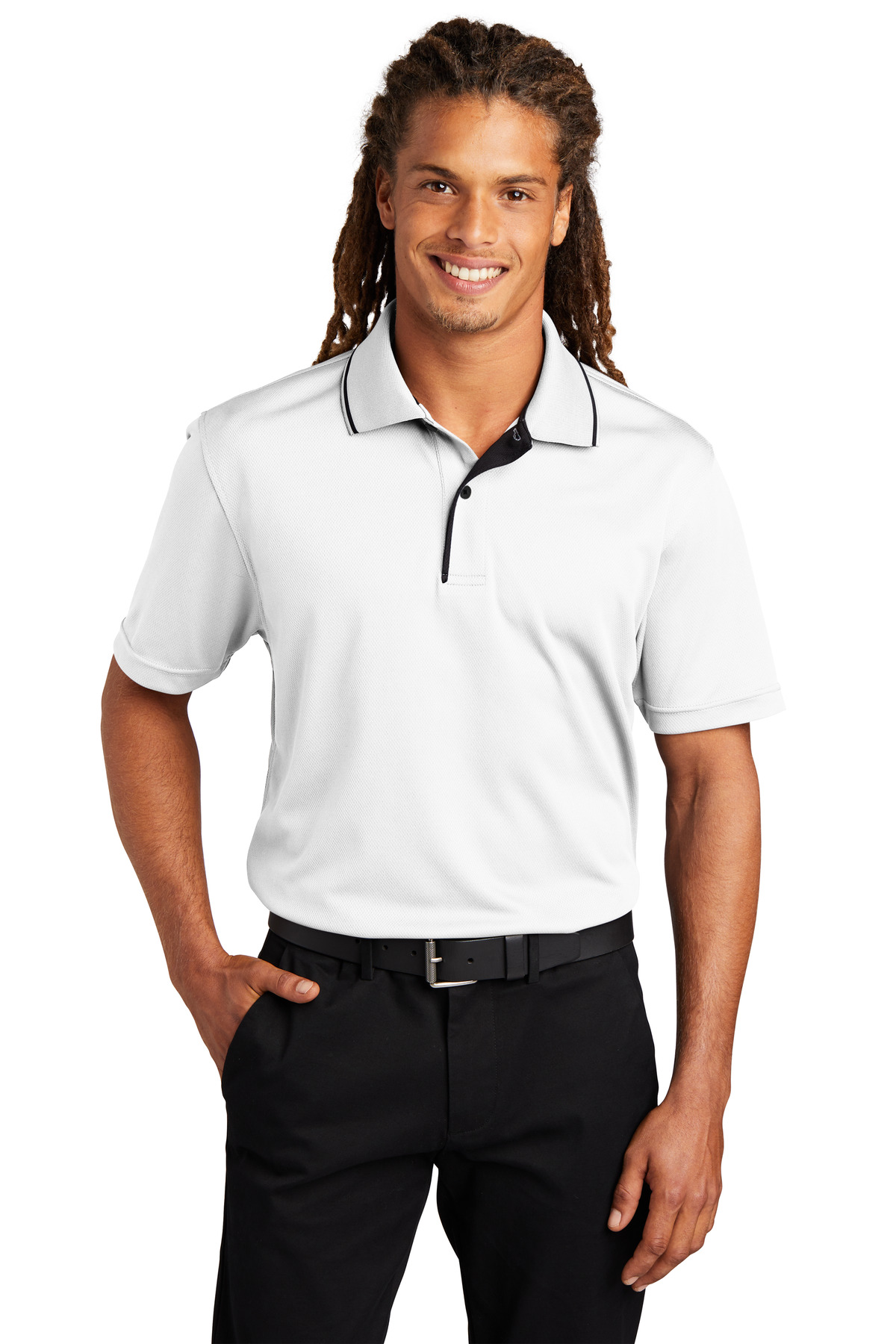Sport-Tek Dri-Mesh Polo with Tipped Collar and Piping
