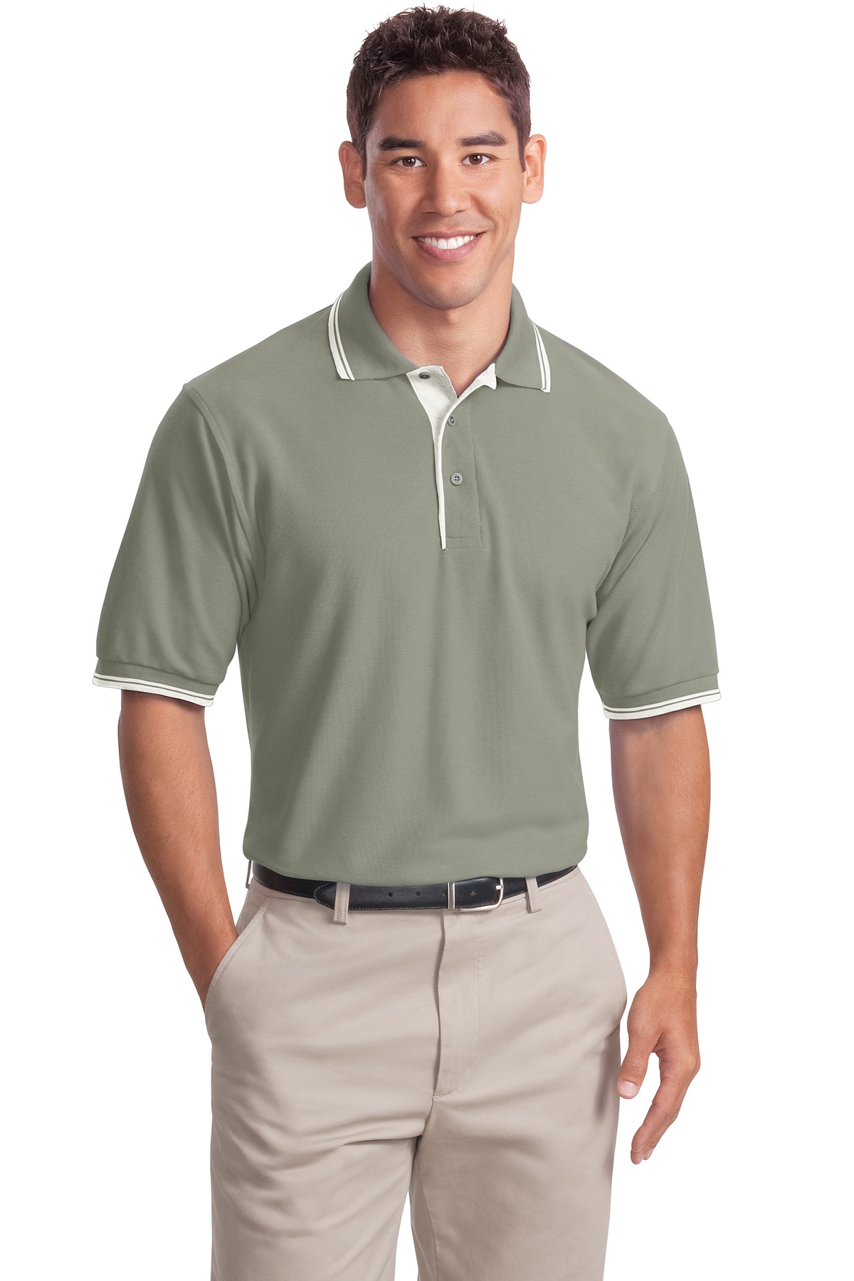 Port Authority Silk Touch Polo with Stripe Trim