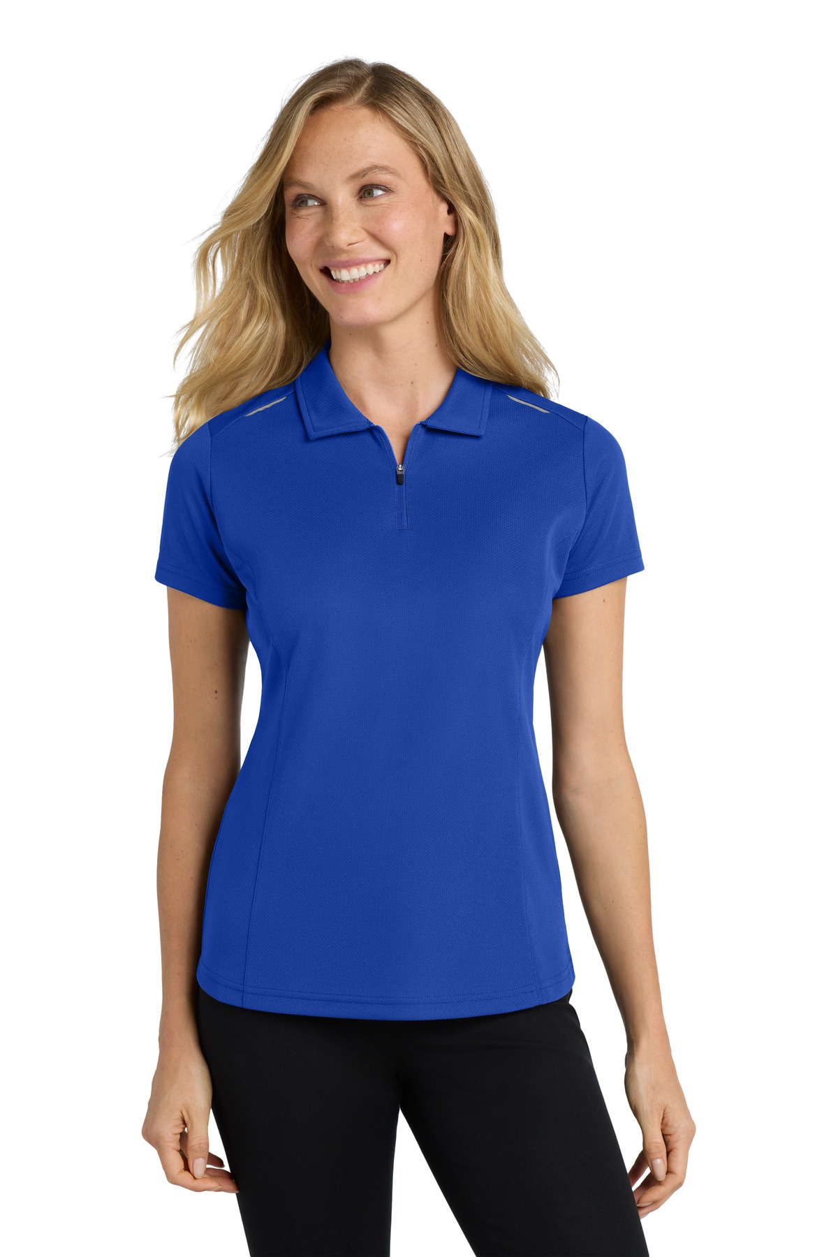 Port Authority Women's Pinpoint Mesh Zip Polo