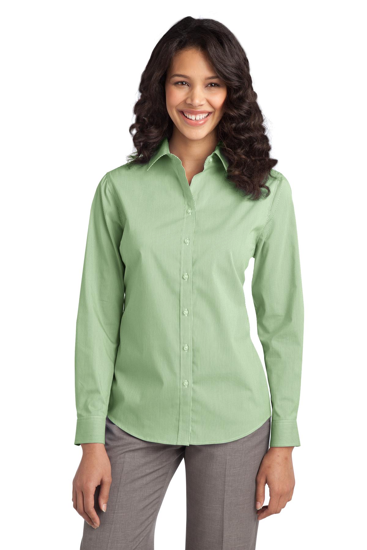 Port Authority Ladies Fine Stripe Stretch Poplin Shirt