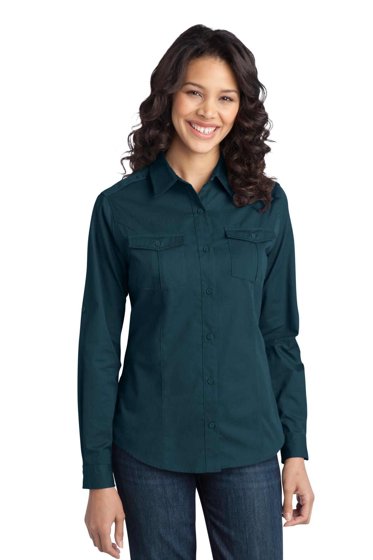 Port Authority Ladies Stain-Release Roll Sleeve Twill Shirt