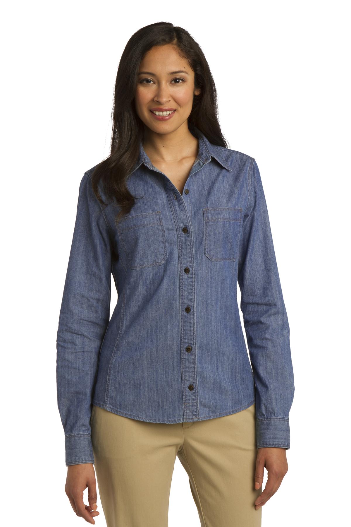 Port Authority Ladies Patch Pockets Denim Shirt