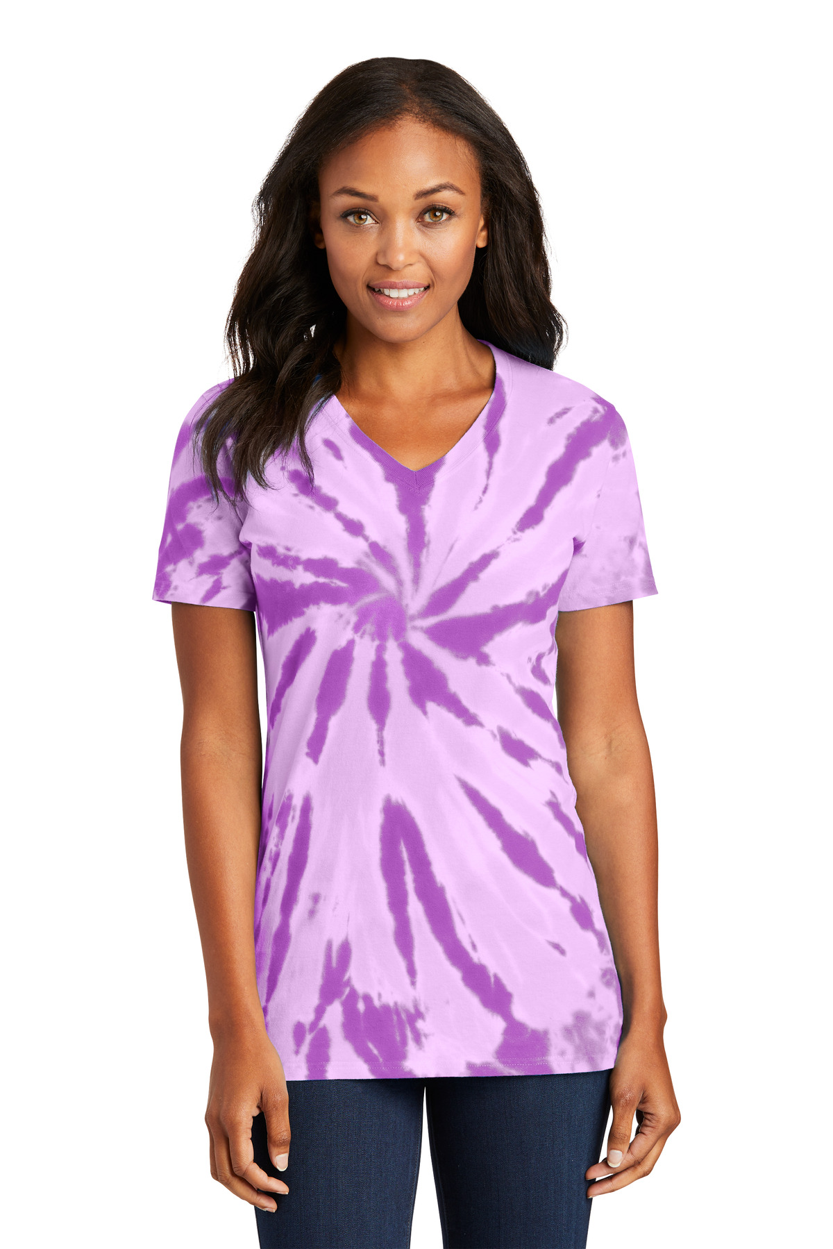 Port & Co Women's Tie-Dye V-Neck Tee