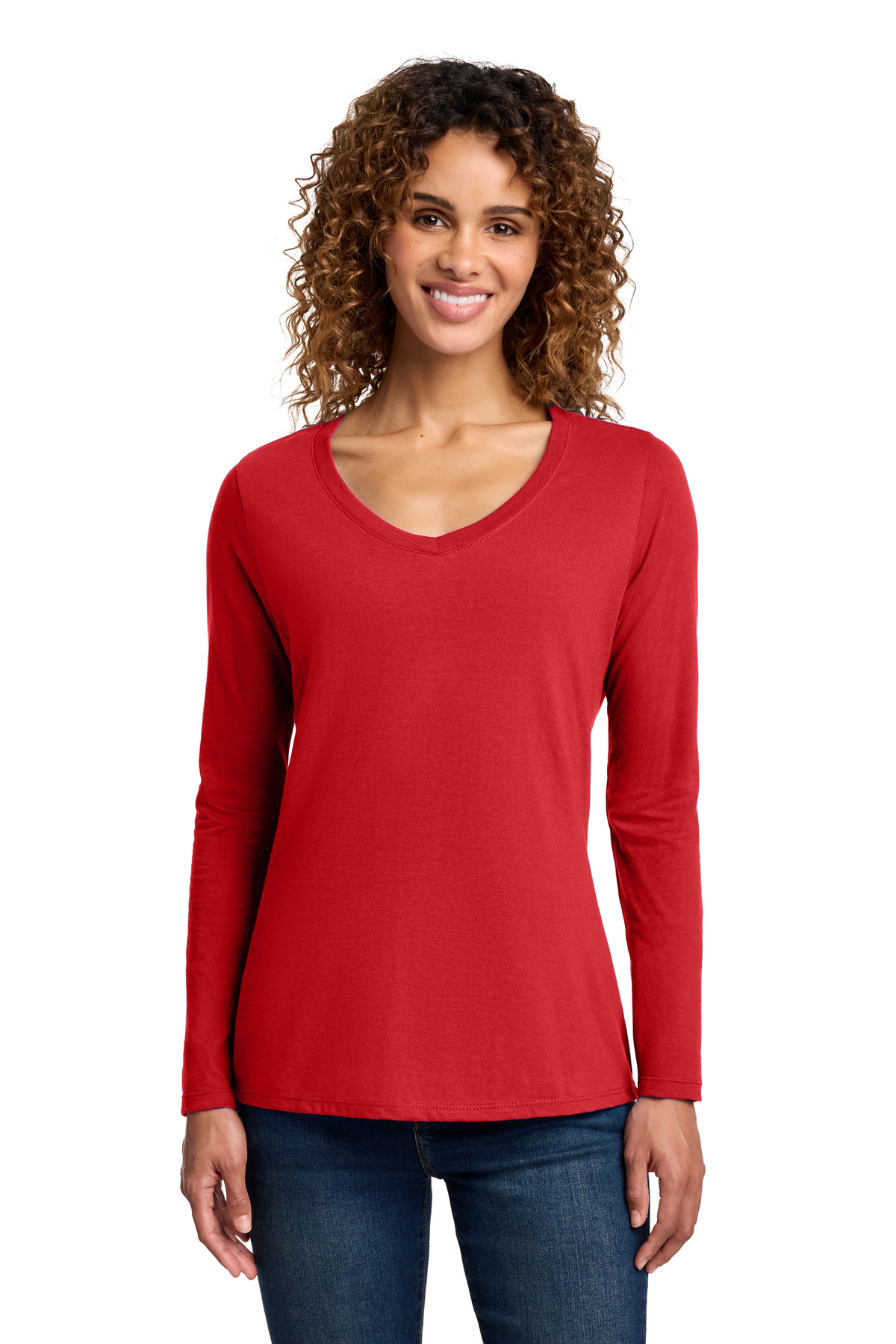 Port & Co Women's Long Sleeve Fan Favorite V-Neck Tee