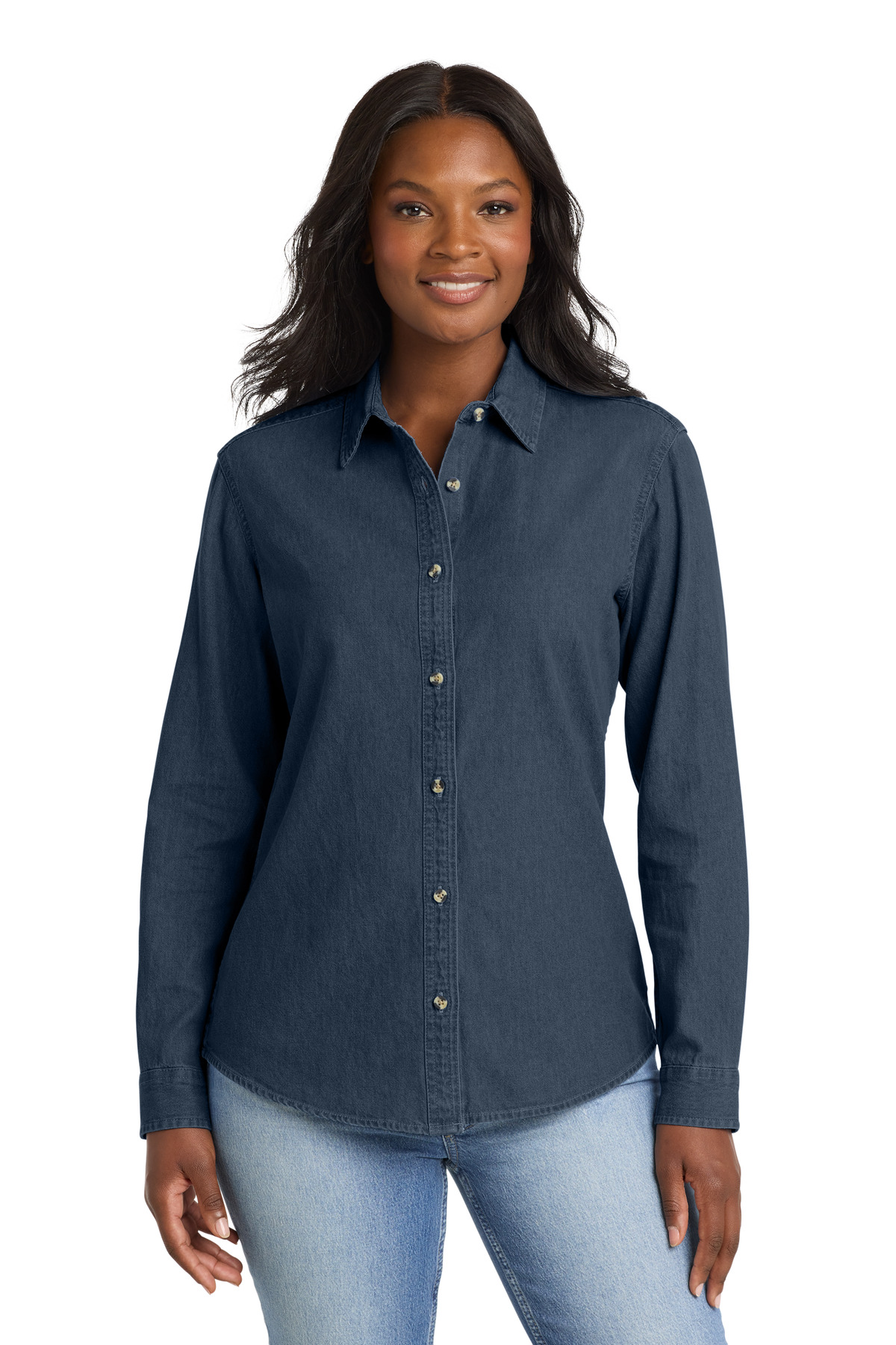 Port & Co Women's Long Sleeve Value Denim Shirt