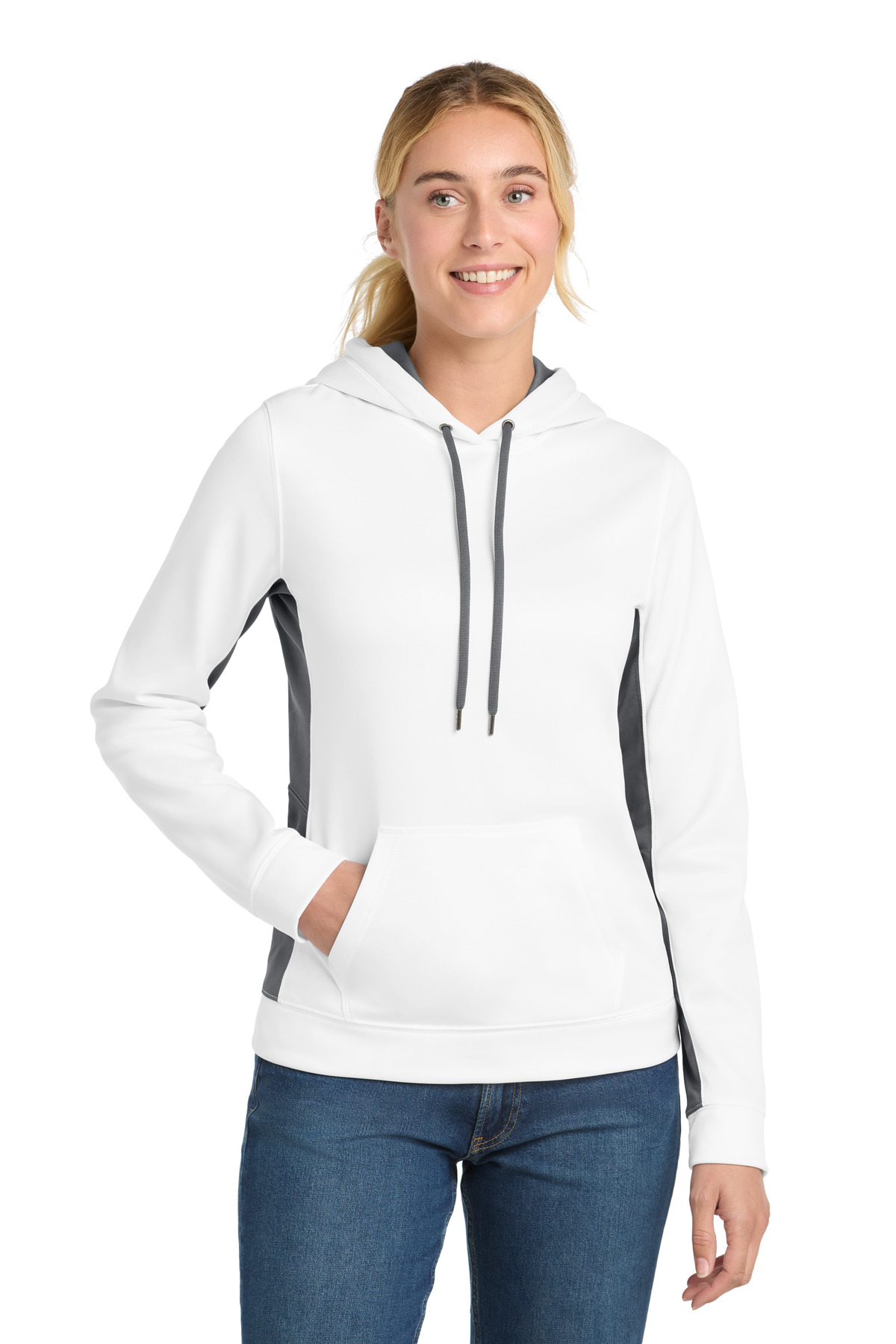 Sport-Tek Women's Sport-Wick Fleece Colorblock Hooded Pullover
