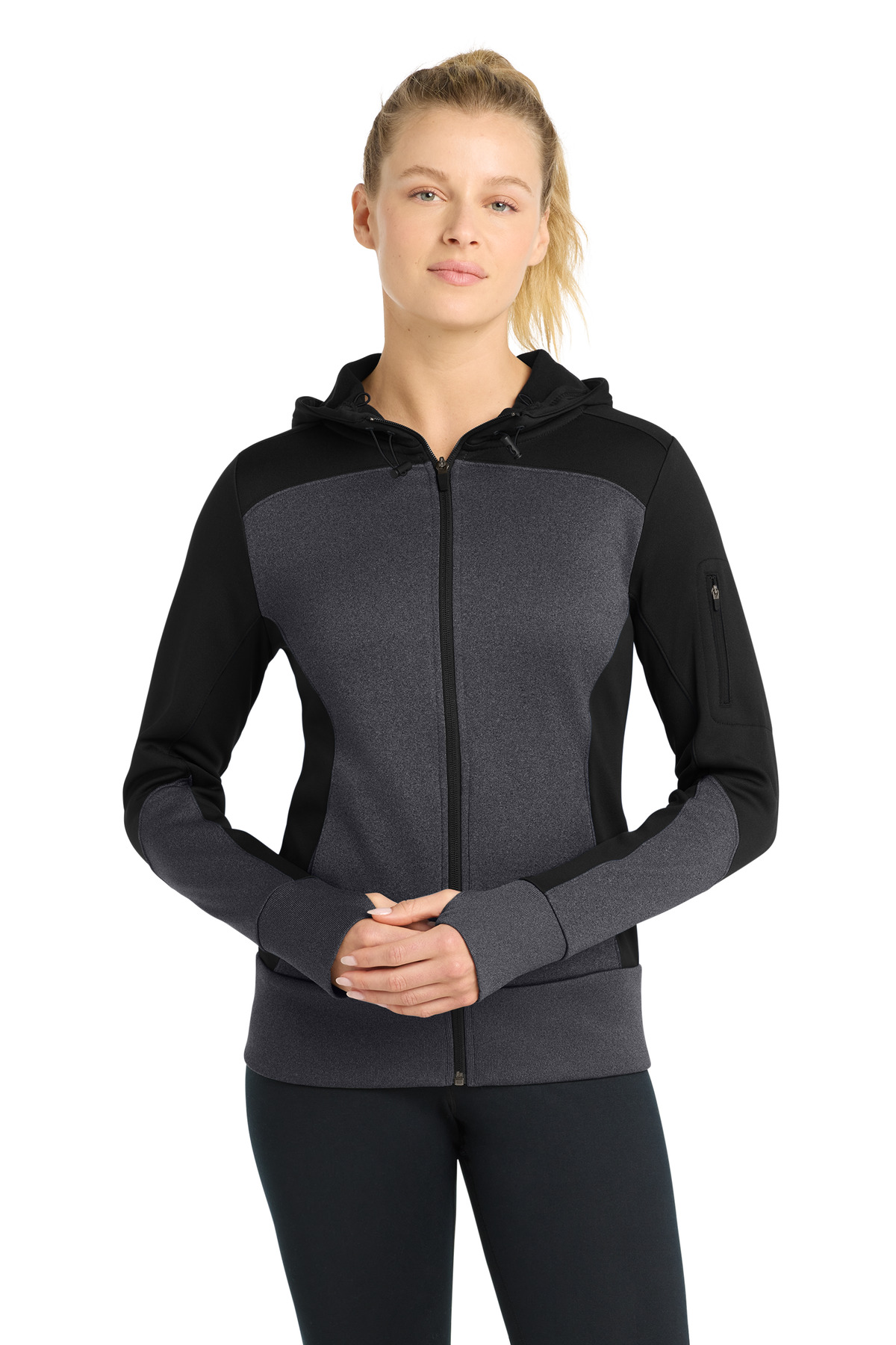 Sport-Tek Women's Tech Fleece Colorblock Full-Zip Hooded Jacket