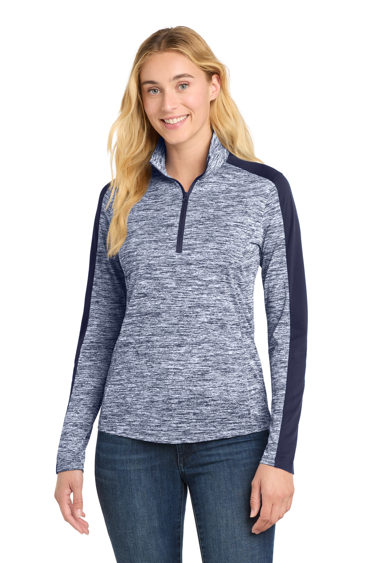Sport-Tek Women's PosiCharge Electric Heather Colorblock 1/4-Zip Pullover