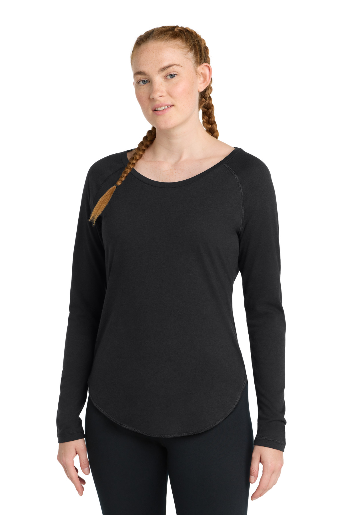 Sport-Tek Women's PosiCharge Long Sleeve Tri-Blend Wicking Scoop Neck Raglan Tee