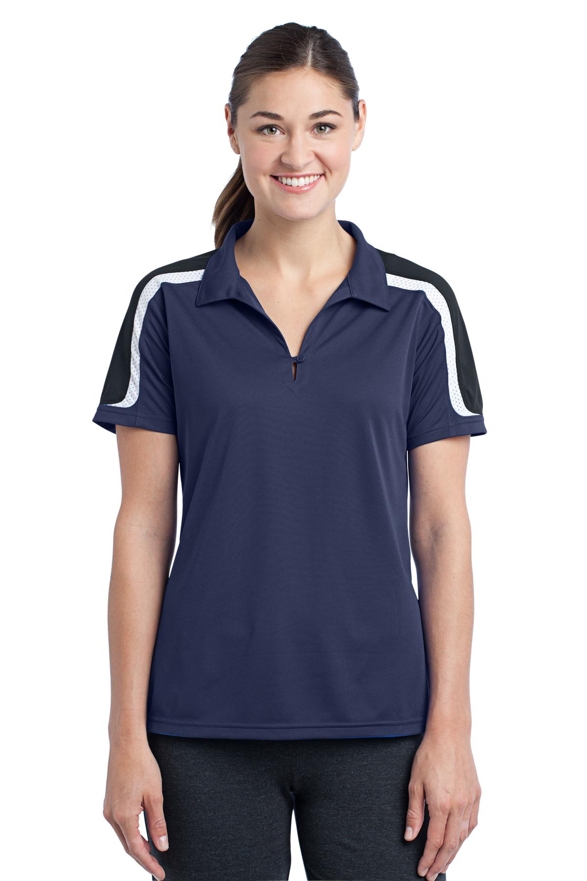 Sport-Tek Ladies Tricolor Shoulder Micropique Sport-Wick Polo
