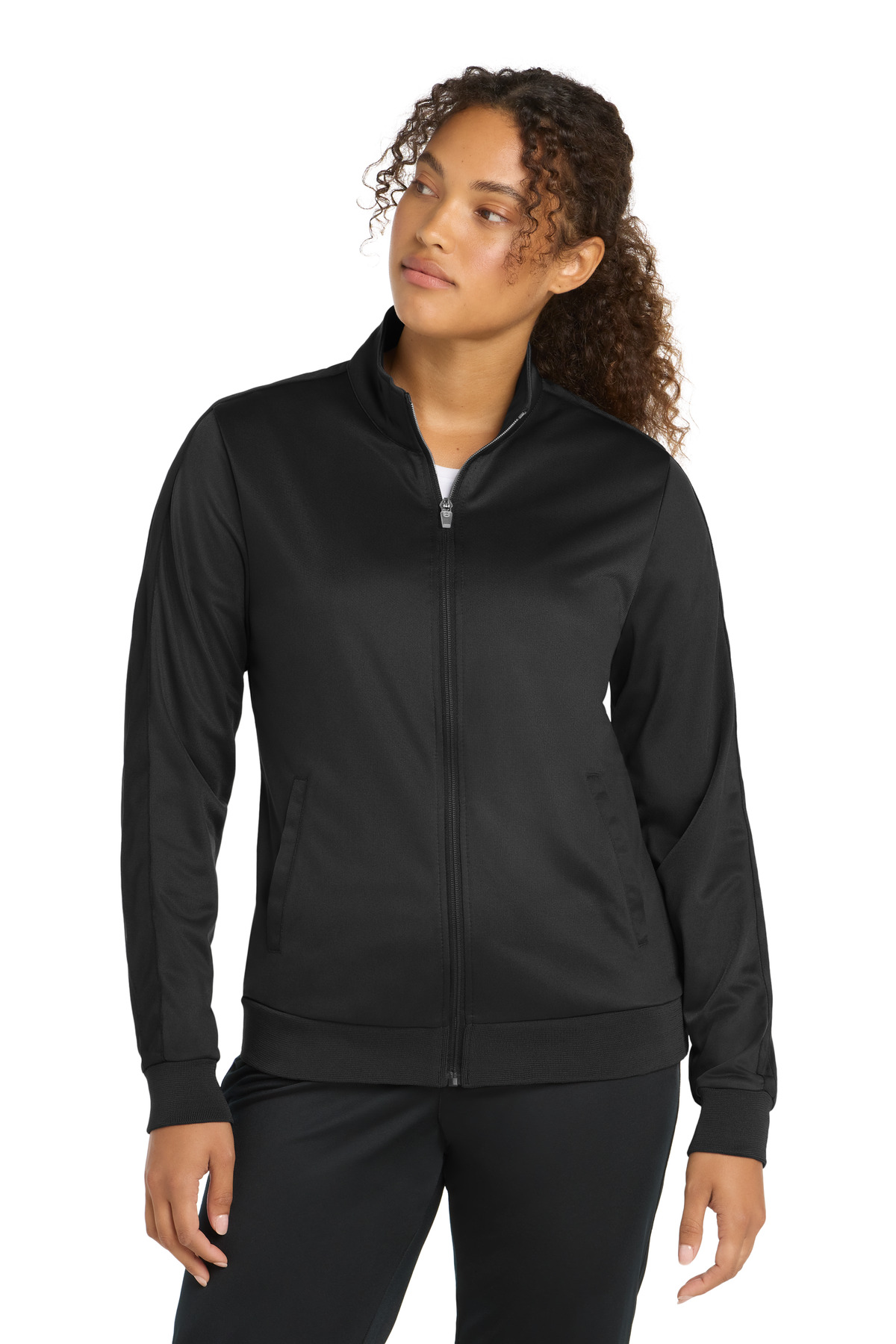 Sport-Tek Ladies Tricot Sleeve Stripe Track Jacket