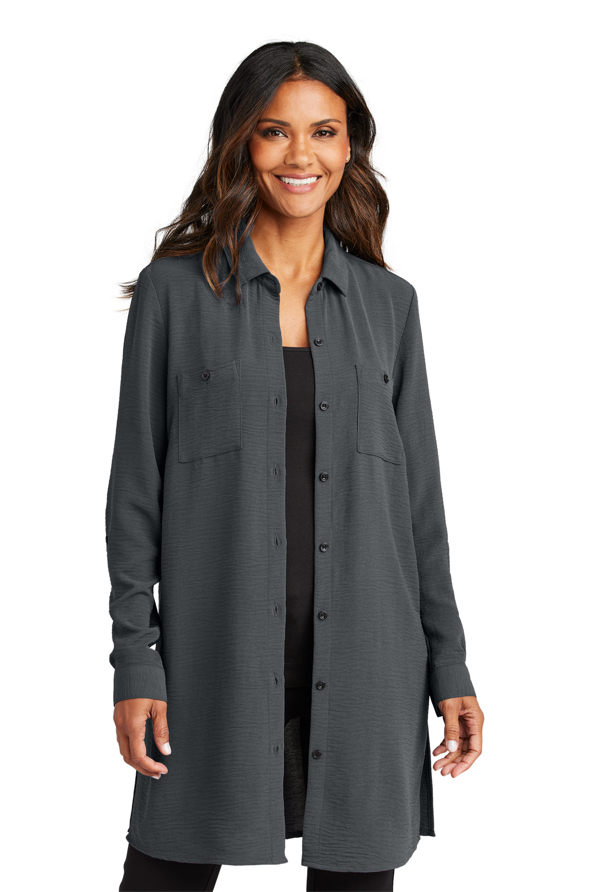 Port Authority Women's Textured Crepe Long Tunic