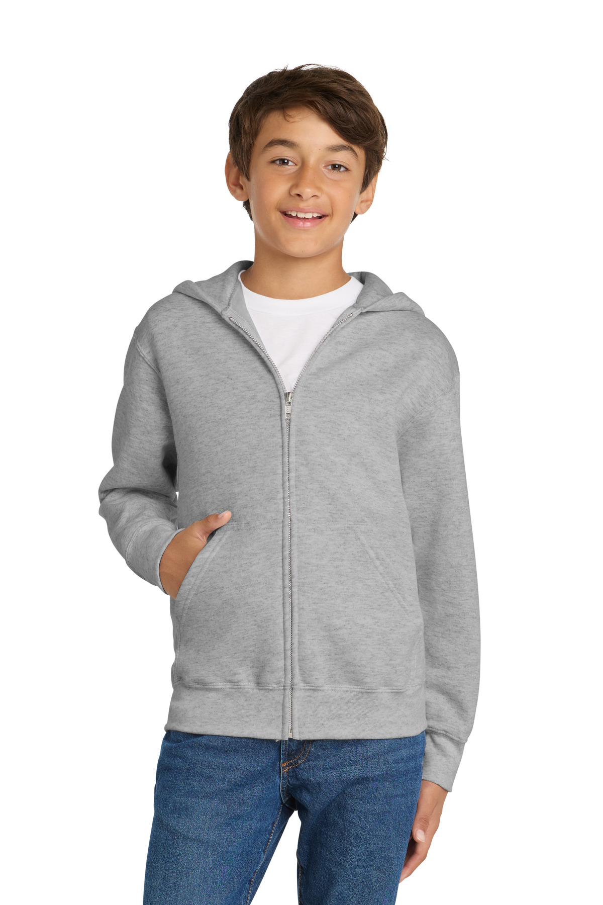 Port & Co Youth Core Fleece Full-Zip Hooded Sweatshirt