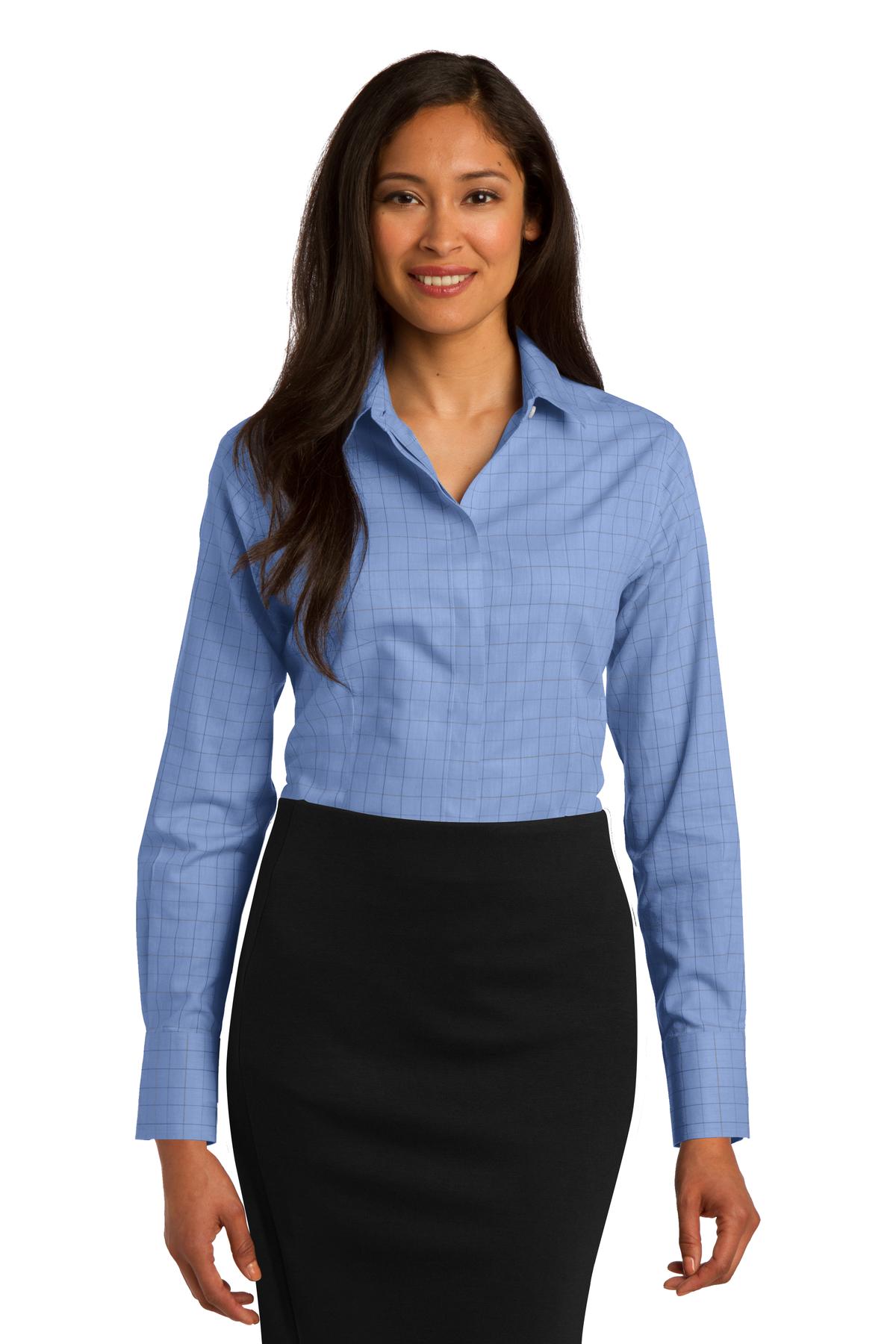 Red House Ladies Windowpane Plaid Non-Iron Shirt
