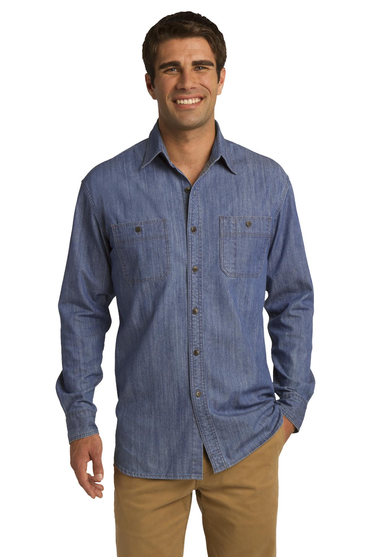 Port Authority Patch Pockets Denim Shirt