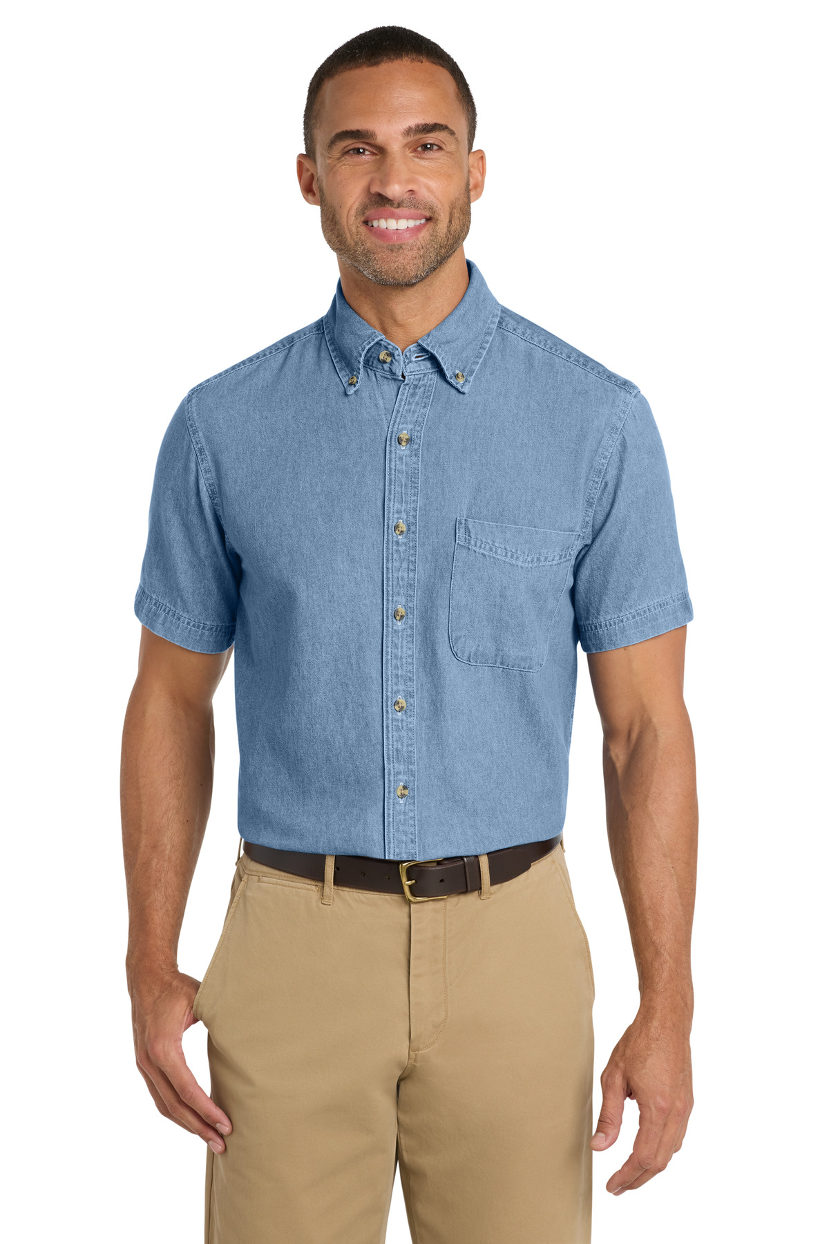 Port & Co Short Sleeve Value Denim Shirt