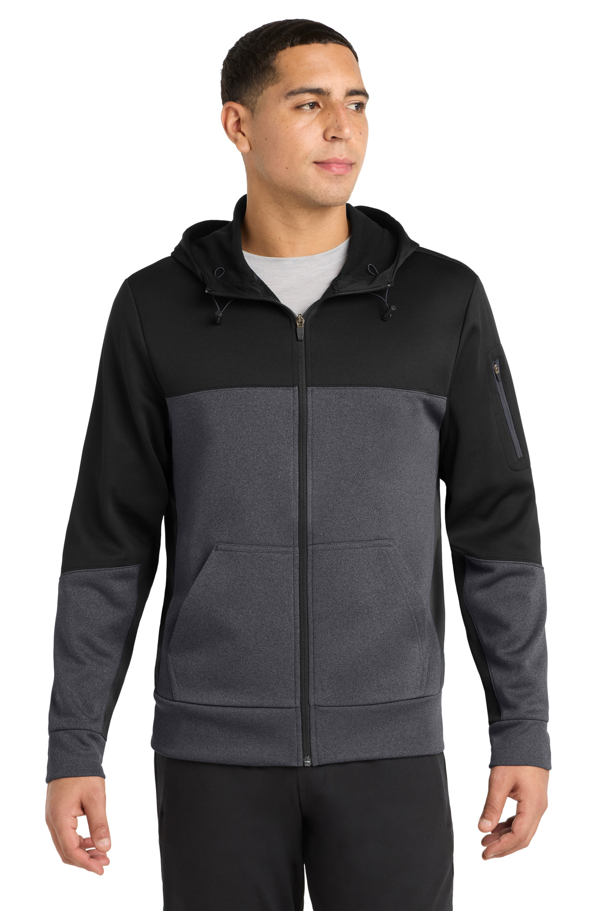 Sport-Tek Tech Fleece Colorblock Full-Zip Hooded Jacket