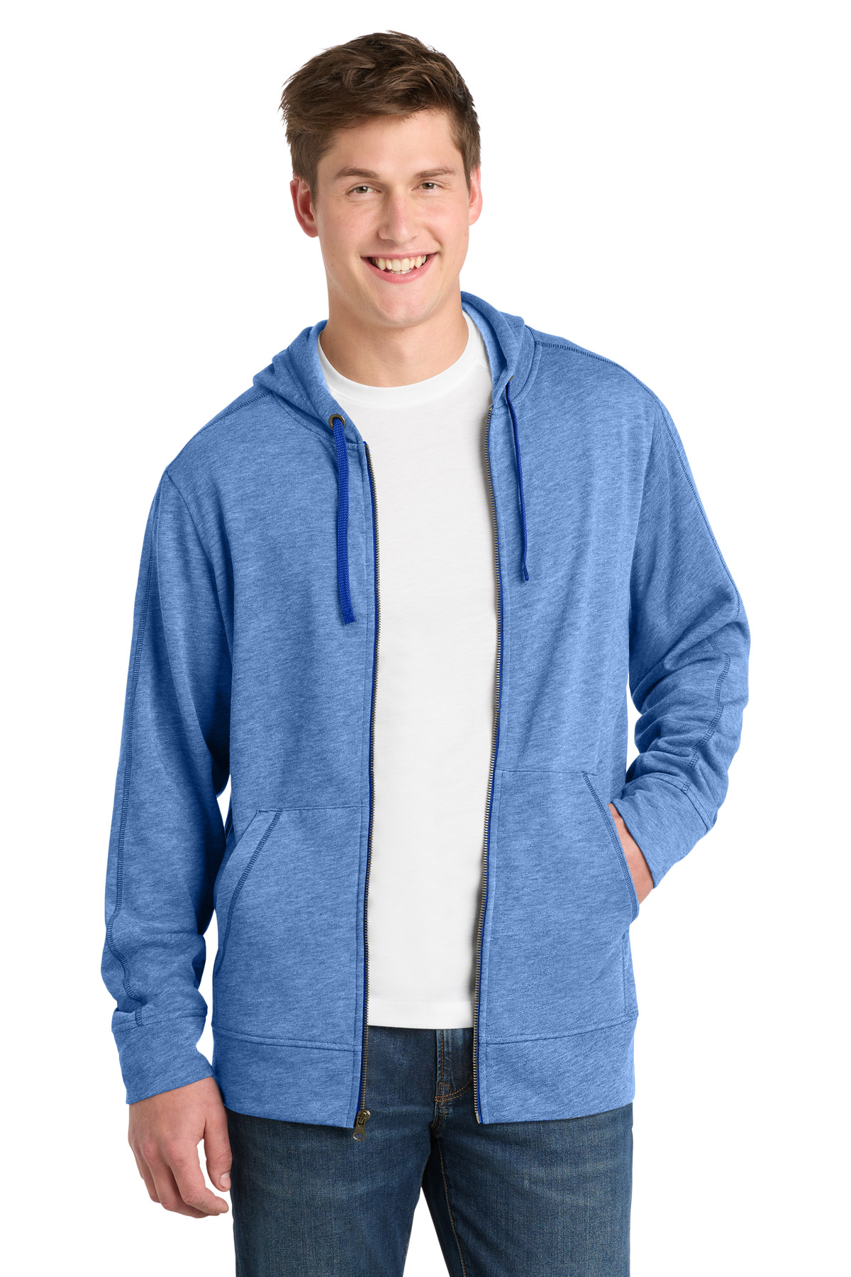 Sport-Tek PosiCharge Tri-Blend Wicking Fleece Full-Zip Hooded Jacket