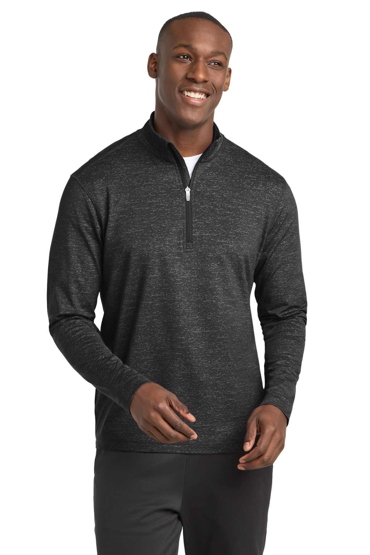 Sport-Tek Sport-Wick Stretch Reflective Heather 1/2-Zip Pullover