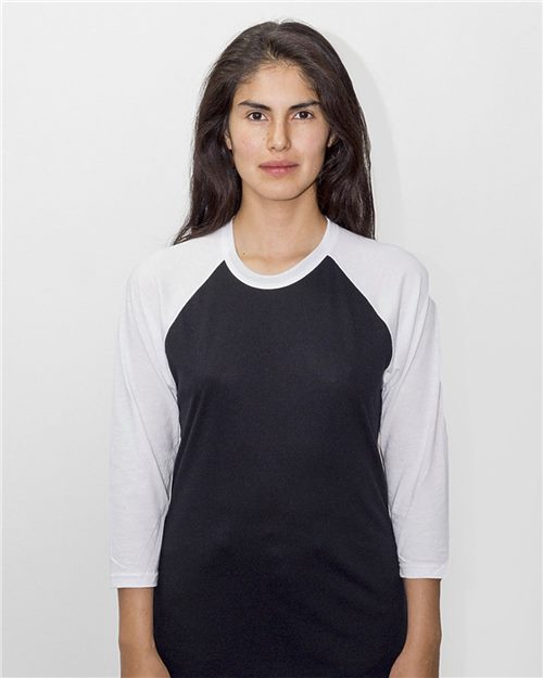 Unisex USA-Made Three-Quarter Sleeve Raglan Baseball T-Shirt