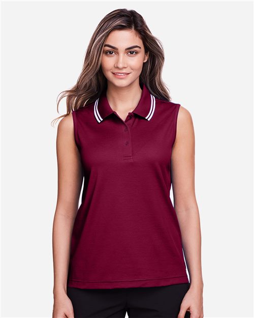 Women's CrownLux Performance® Plaited Tipped Sleeveless Polo