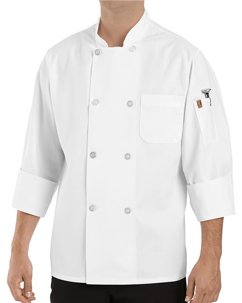 Eight Pearl Button Chef Coat with Thermometer Pocket