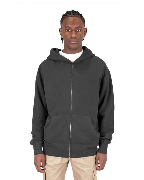 Unisex Max Heavy Fleece Garment-Dyed Double-Zip Hooded Sweatshirt