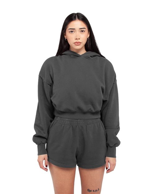 Women's Garment-Dyed Crop Hooded Sweatshirt