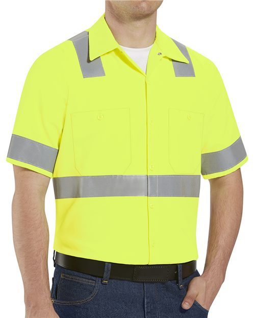 Men's High Visibility Safety Short Sleeve Work Shirt