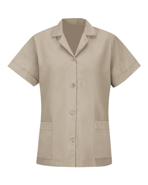 Women's Loose Fit Short Sleeve Button Smock