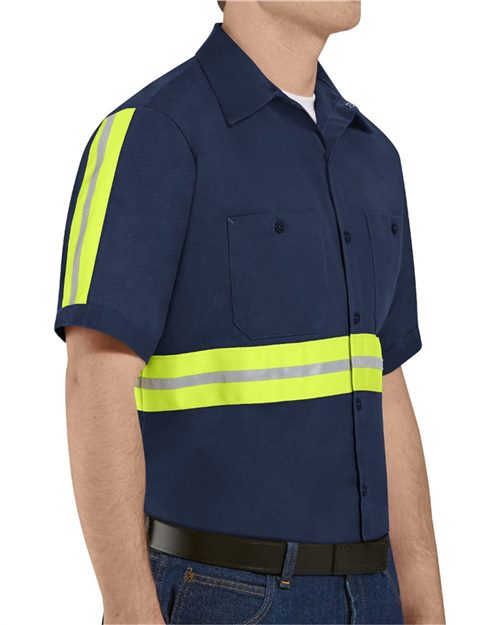 Men's Enhanced Visibility Short Sleeve Cotton Work Shirt