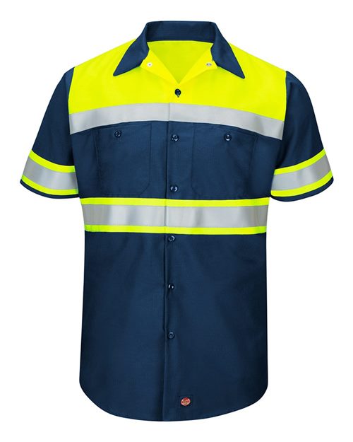 Men's Hi-Visibility Colorblock Ripstop Short Sleeve Work Shirt